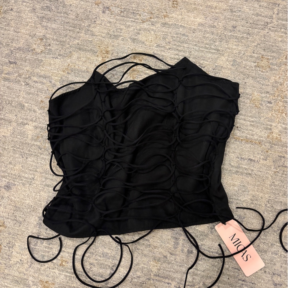 Micas Black Ruched Women's Crop Top